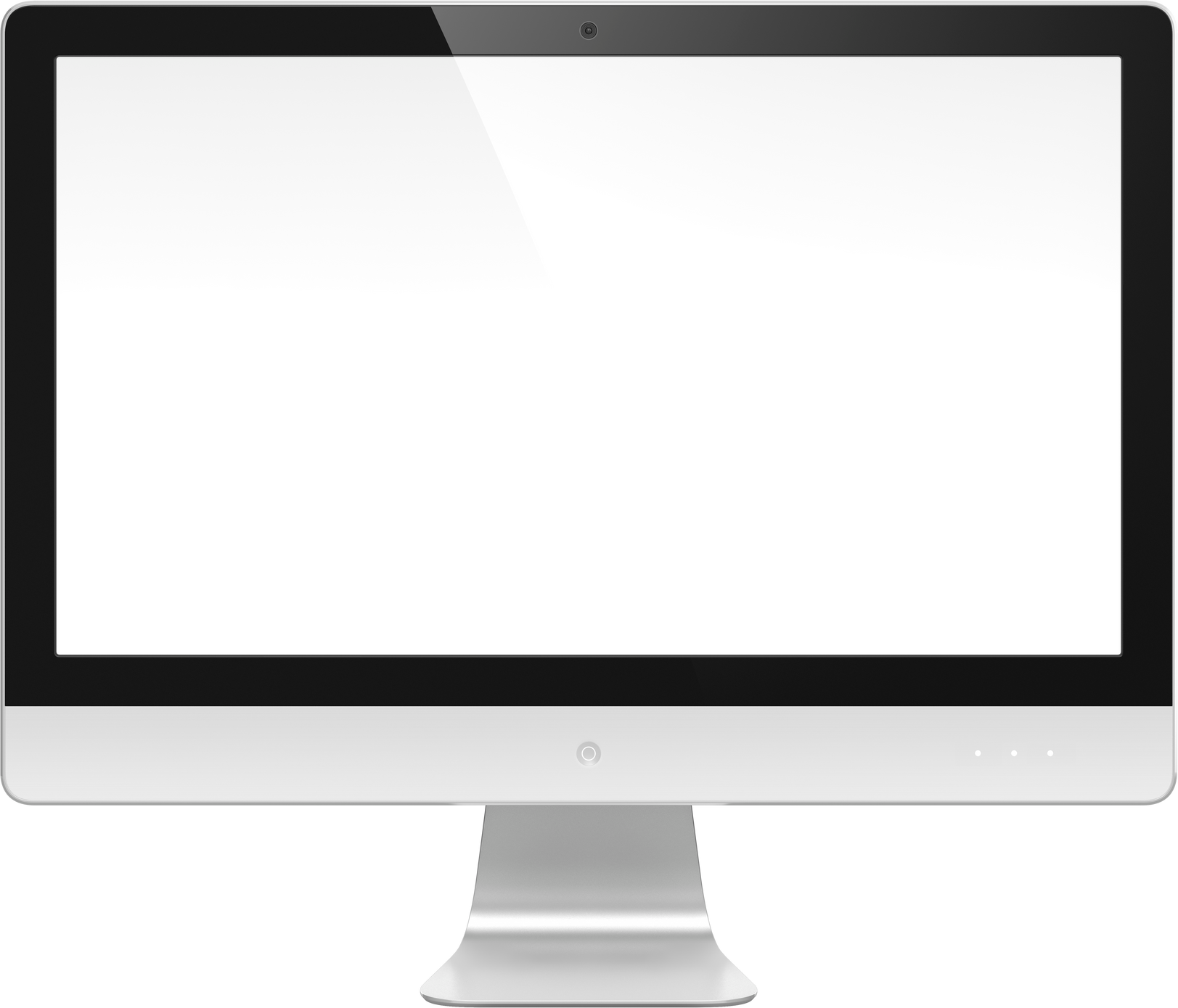 Computer Monitor with White Blank Screen Isolated on White Background.